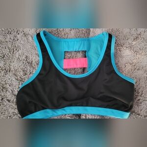 Justice Blue and Black Sports Bra with Neon Accent